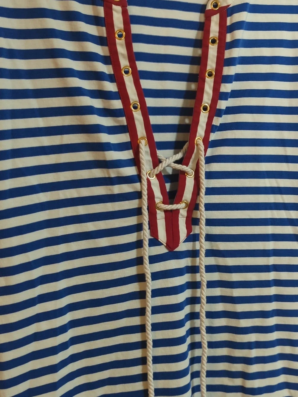 J.Crew Nautical Striped‎ Lace Up Maxi Dress | Red White & Blue Size Medium